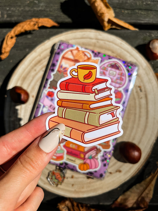 Autumn Book Pile Vinyl Sticker