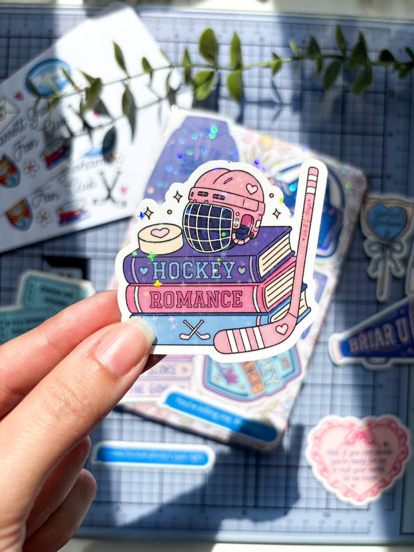 Hockey Romance Book Pile Vinyl Sticker