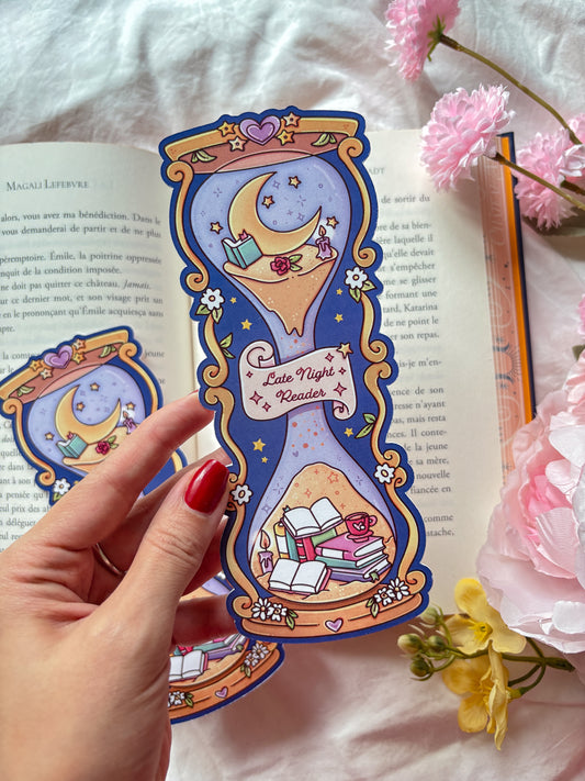 Late night reader Die-cut bookmark bookish gift