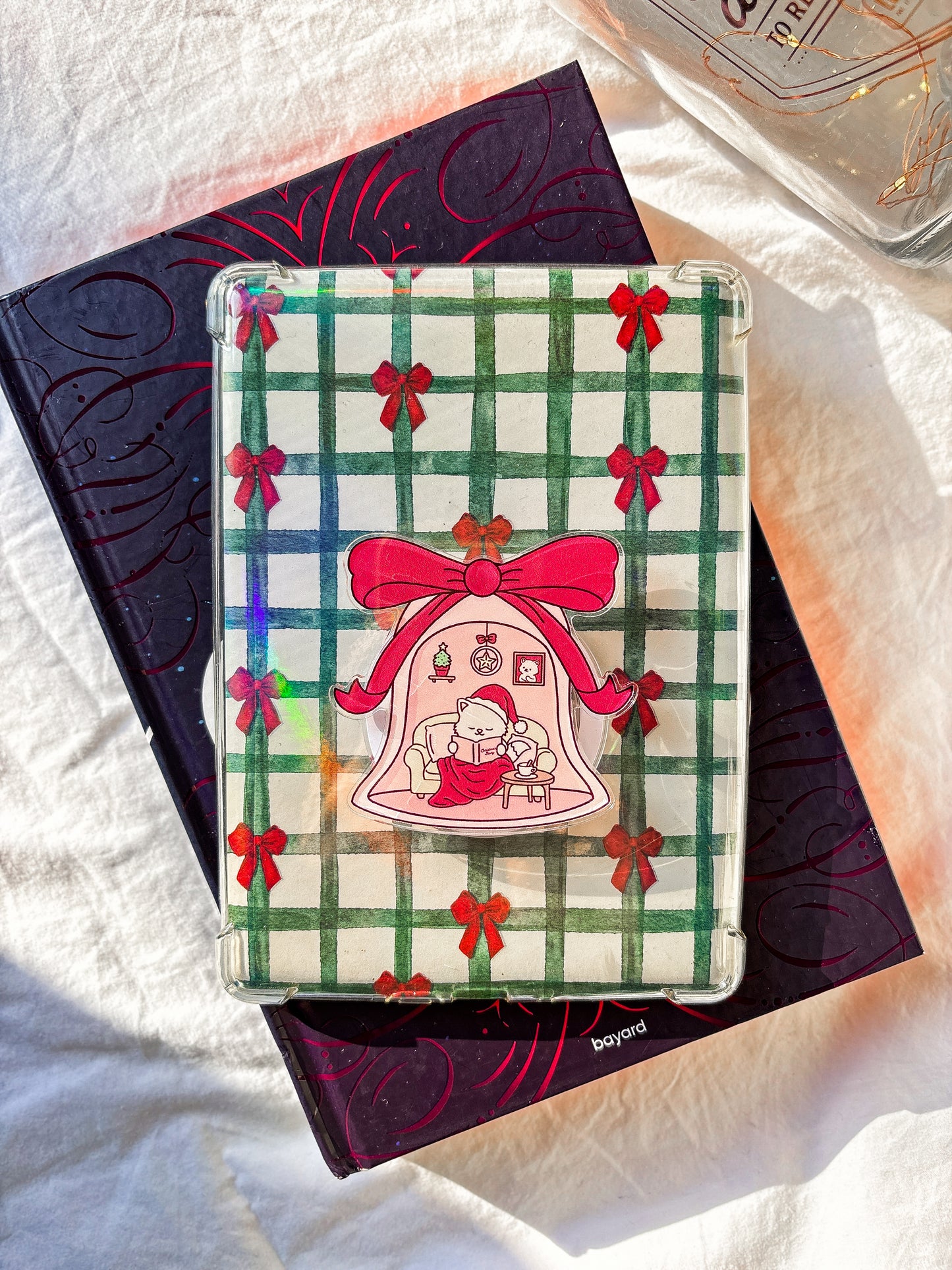 Holiday coquette kindle Magnetic grip cute bookish cat