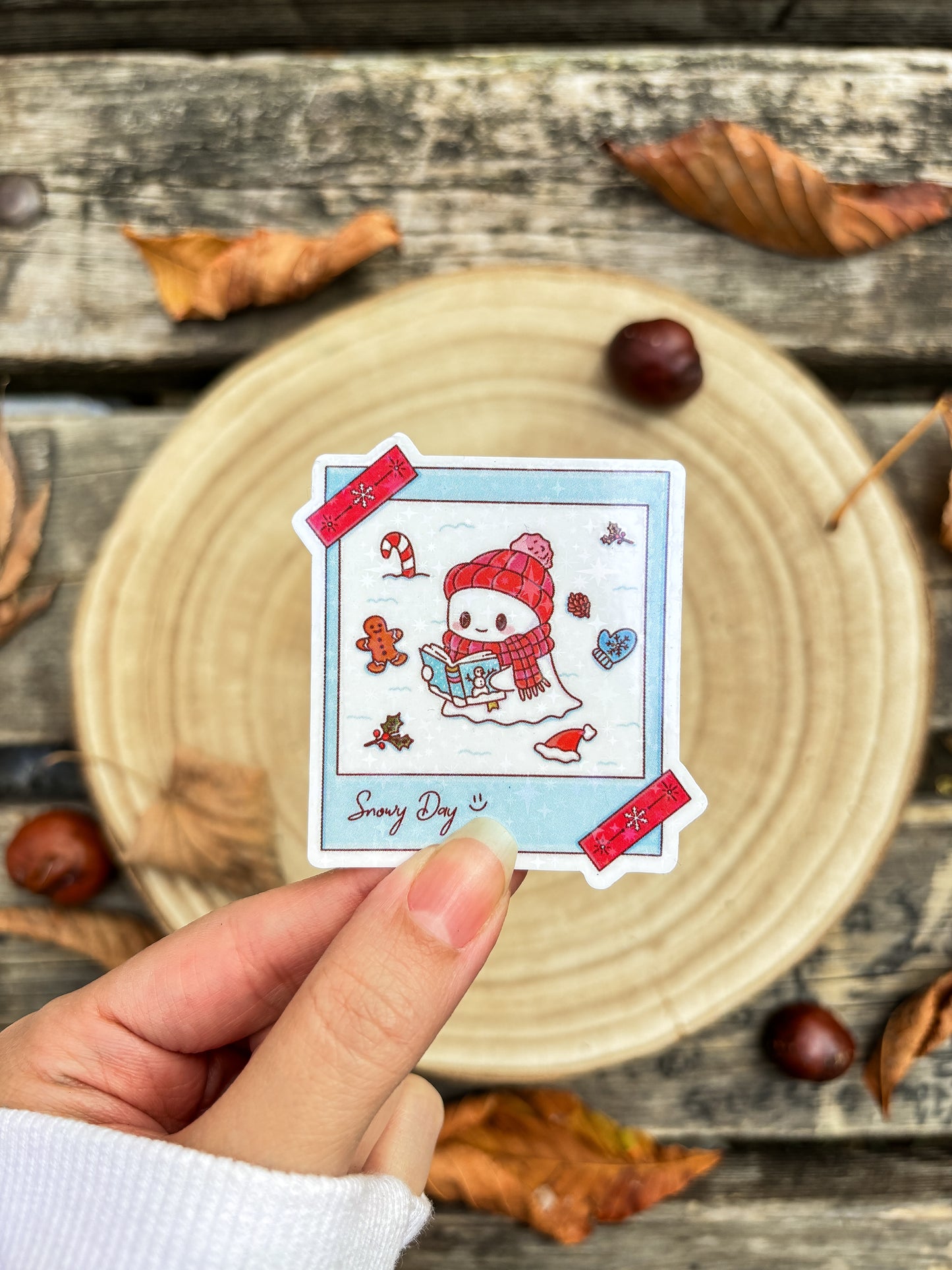 Cute bookish ghoul vinyl Sticker winter kindle sticker