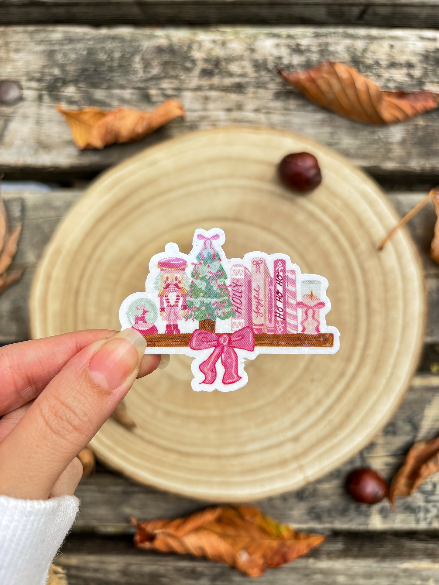 Holiday bookshelf vinyl Sticker Christmas kindle sticker