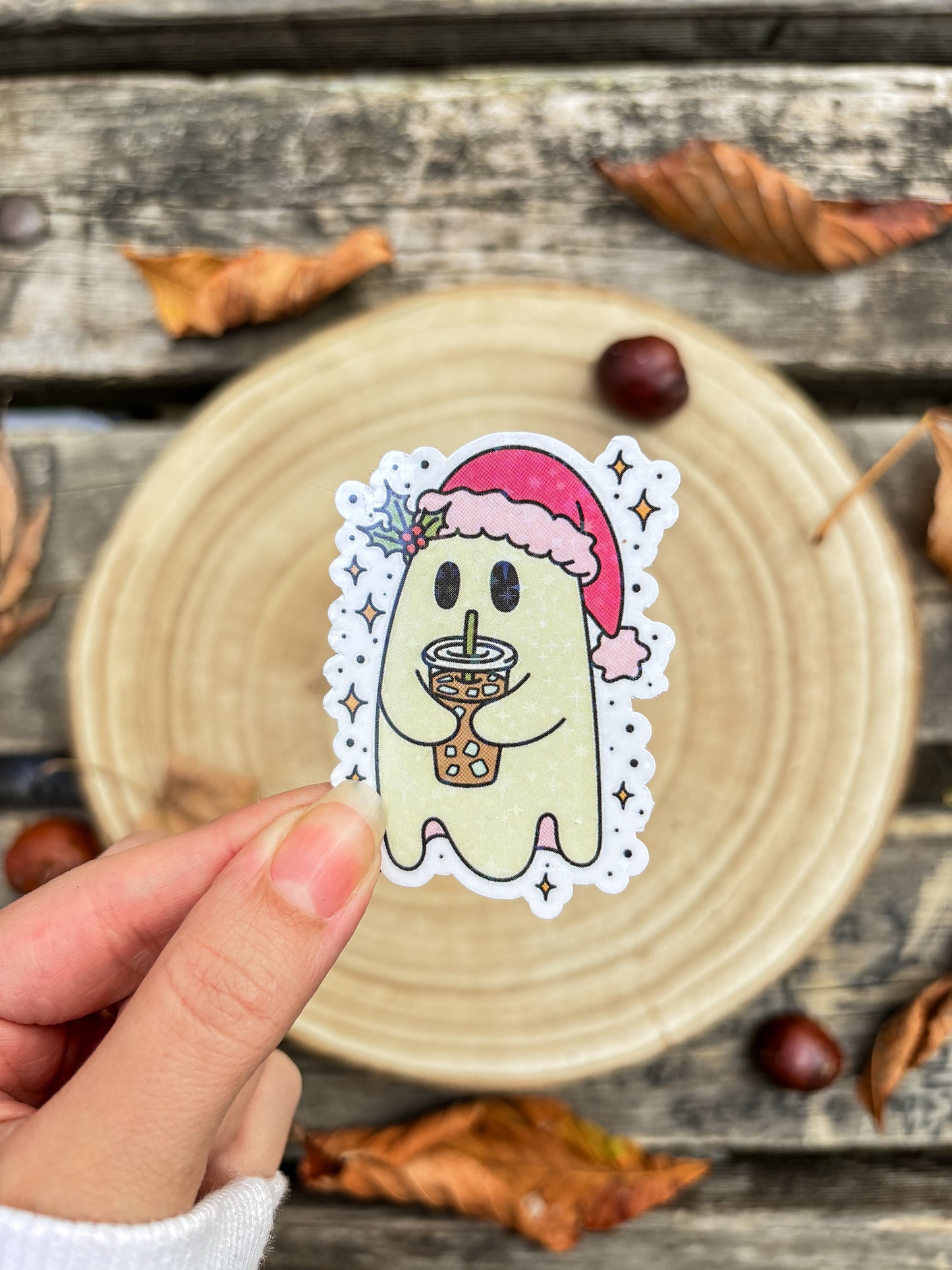 Holiday ghoul vinyl Sticker Christmas kindle sticker