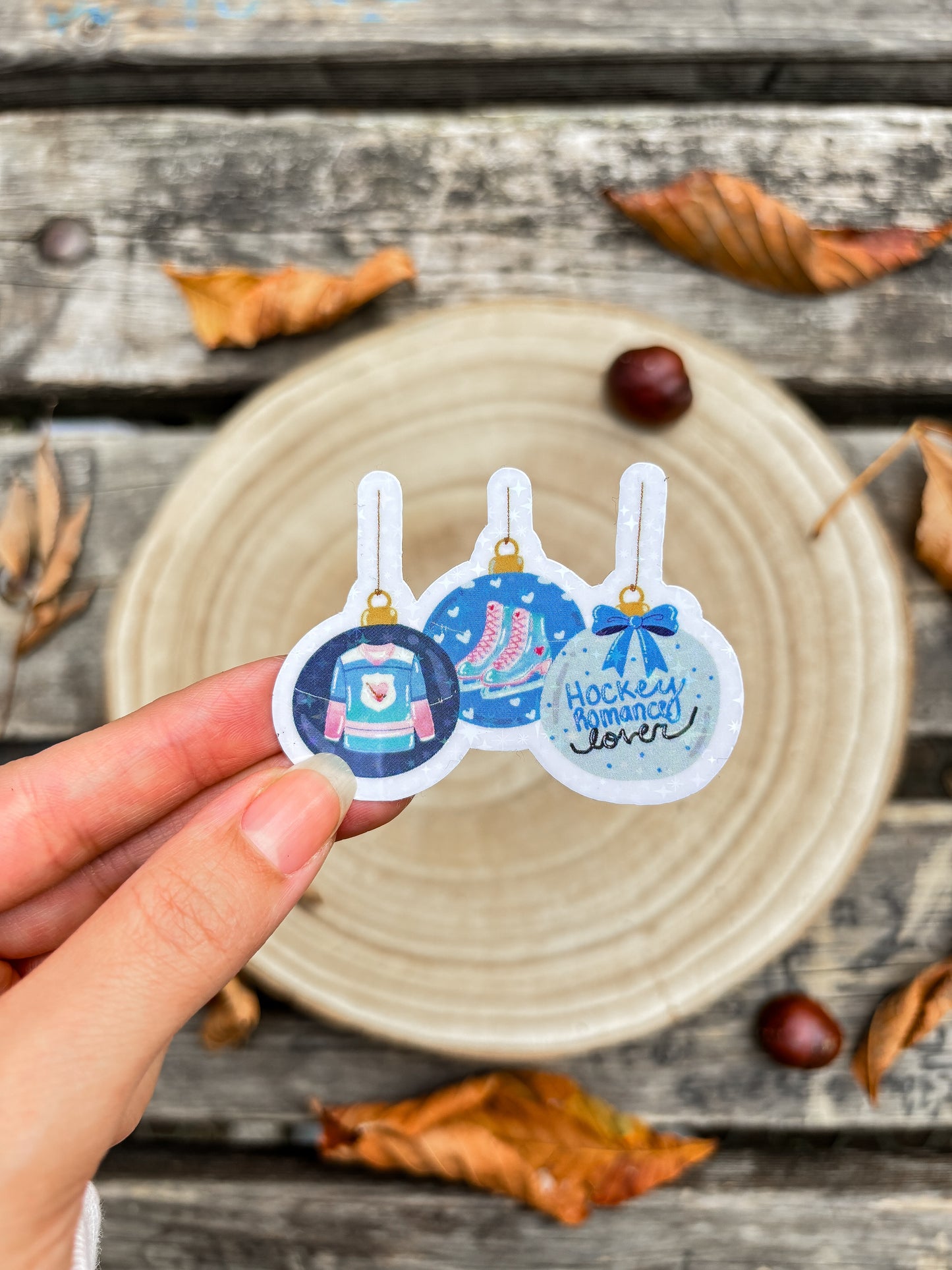 Hockey romance lover ornament vinyl Sticker Christmas kindle sticker