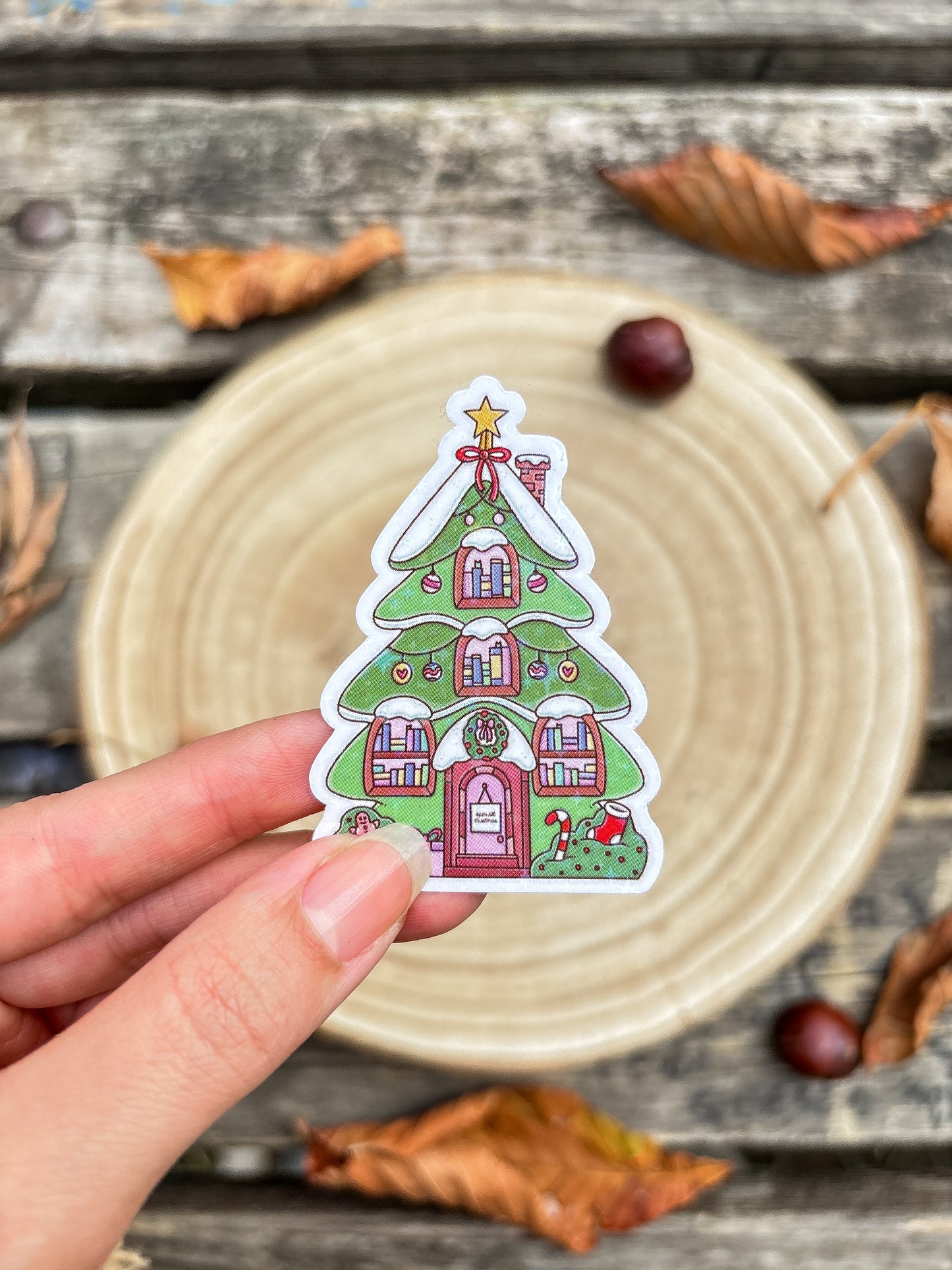 Holiday bookstore vinyl Sticker Christmas kindle sticker